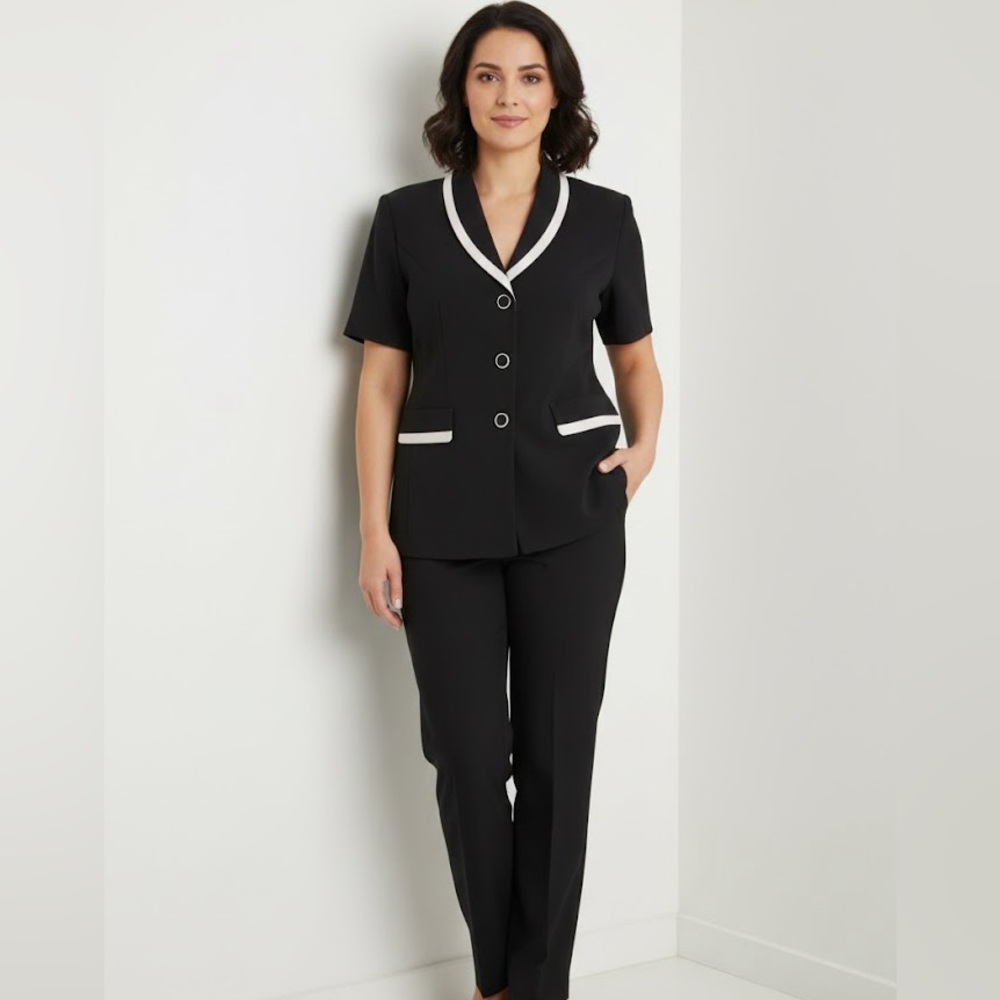 Danny & Nicole 2 Pc. Black/White Size 8 Pants Suit